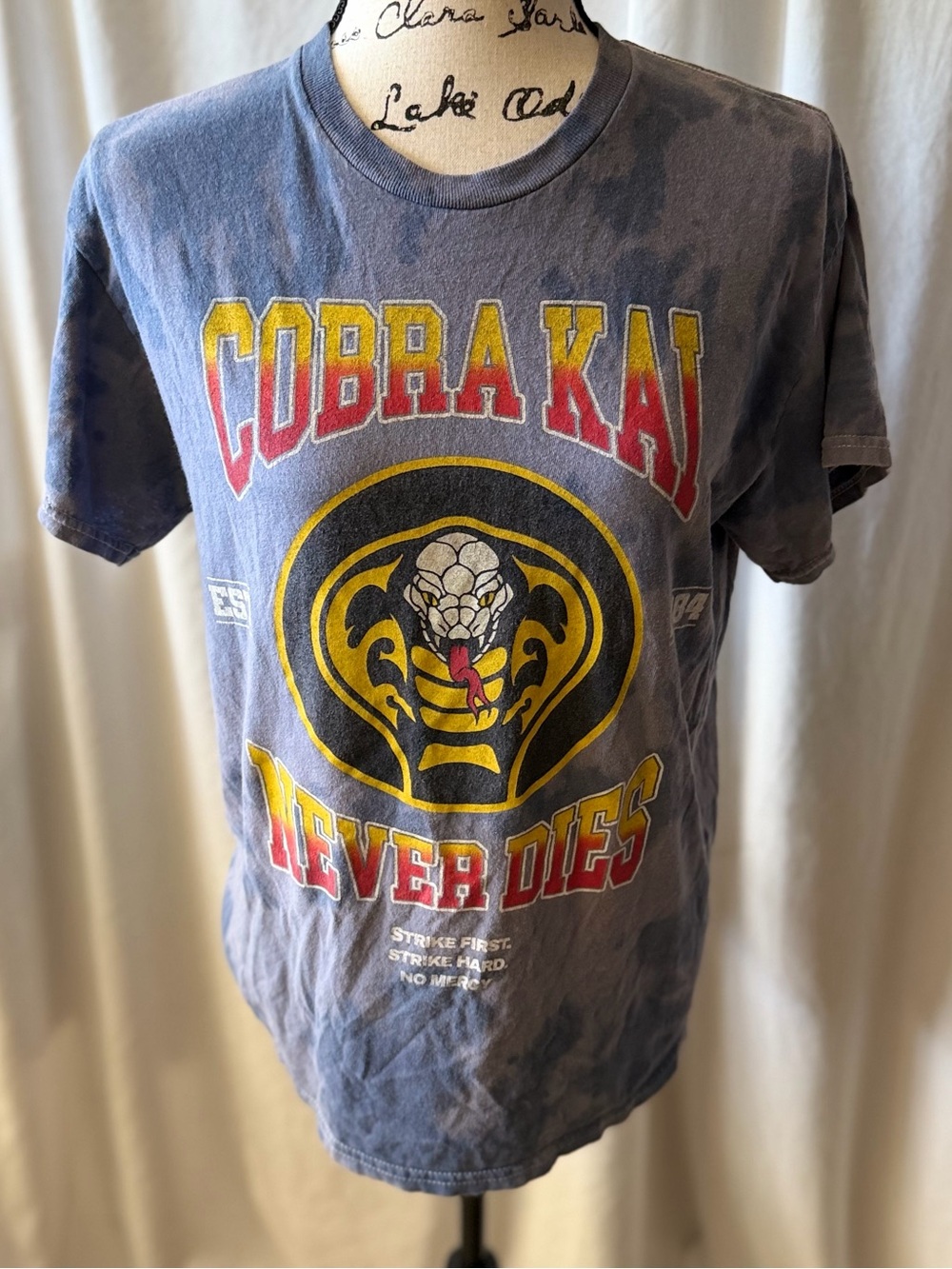 Cobra Kai Never Dies Graphic Tee - Blue, Yellow, Red